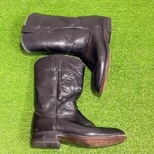 Vintage Justin Black Roper Boots Womens Size‎ 6 Western Cowgirl Equestrian
